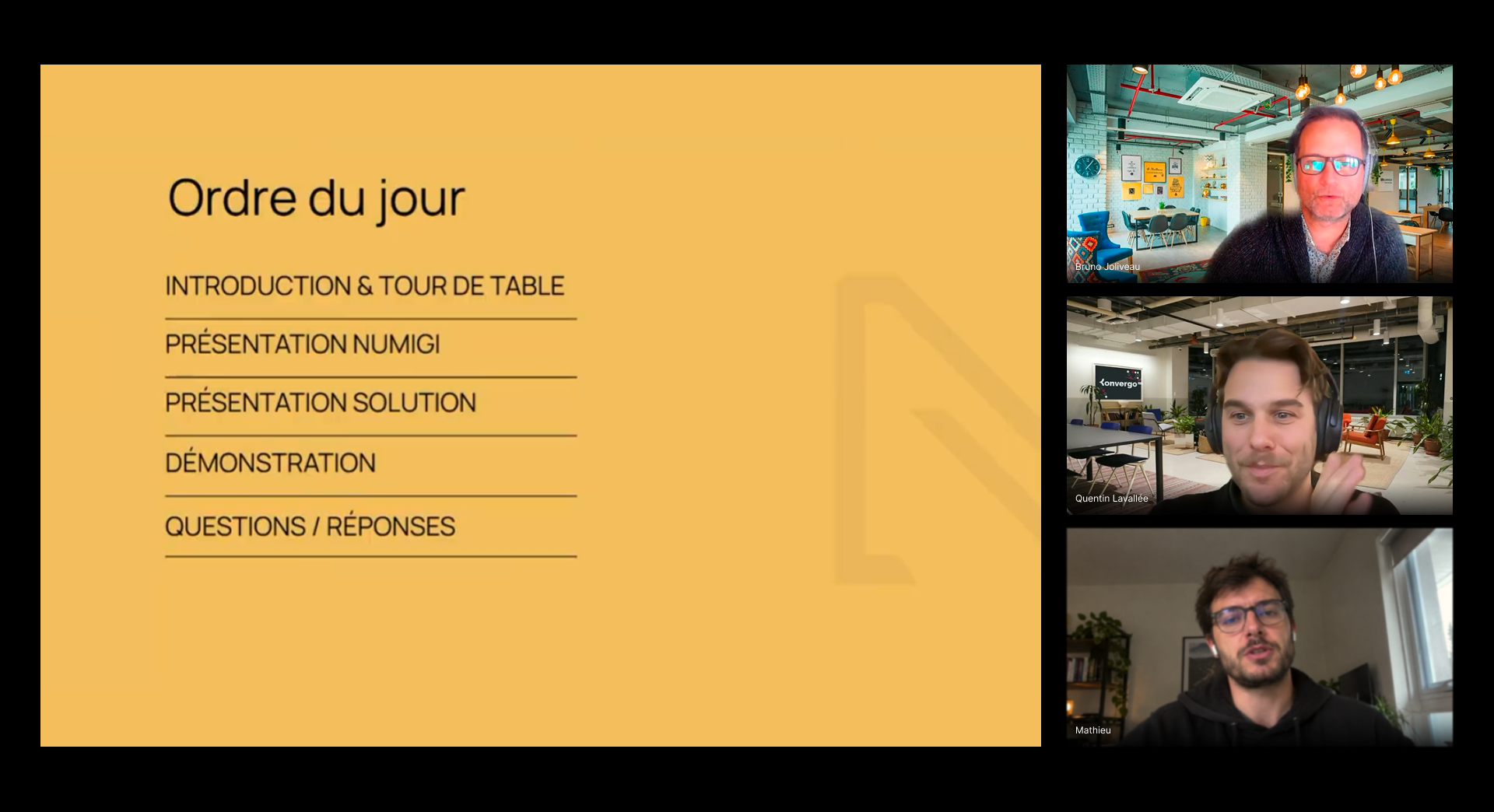 Rencontre avant-vente entre Numigi et un client